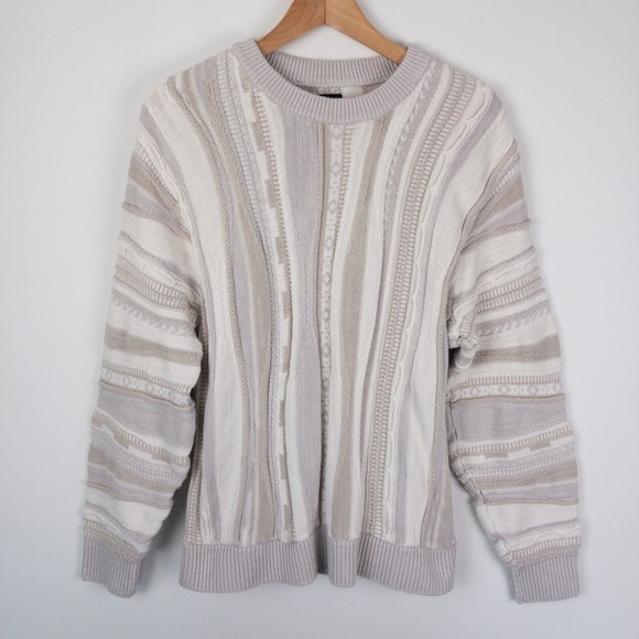 Abercrombie Sweater Womens Medium 38 Chest Beige 3D Knit Neutral Textured Cotton - Picture 1 of 5